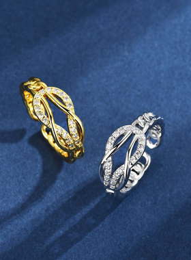 新款多线条交织8字形戒指女旅游纪念品男士戒指铜镀金镀银