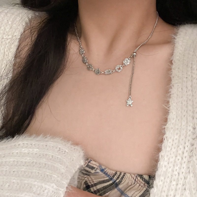 童趣少女心姜饼人抽拉项链手链复古不掉色可爱学生锁骨链小众吊坠