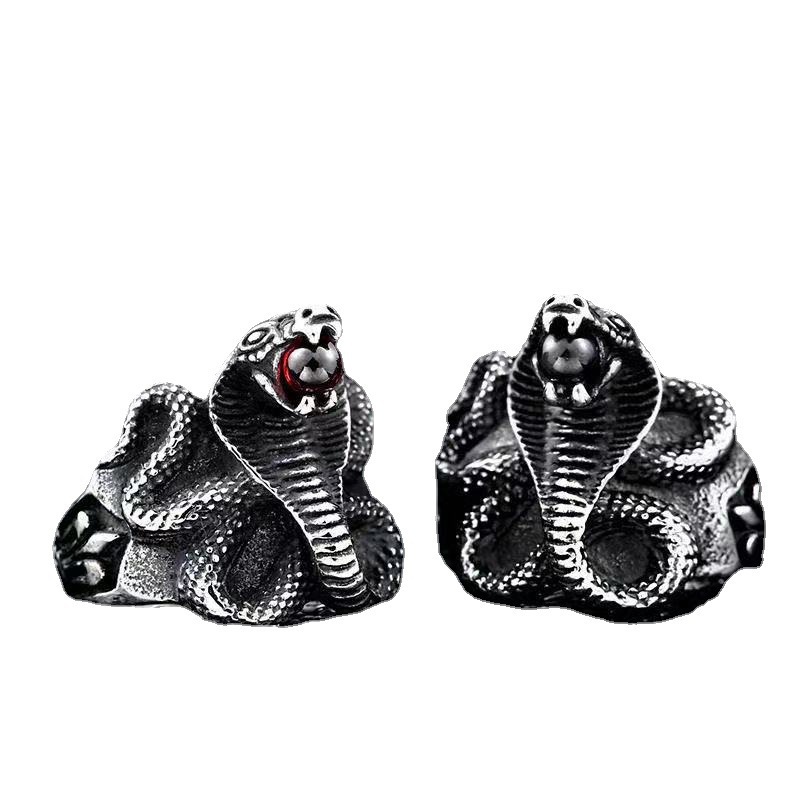 欧美时尚潮眼镜蛇戒指开口戒男潮个性朋克食指戒指环夸张霸气高级