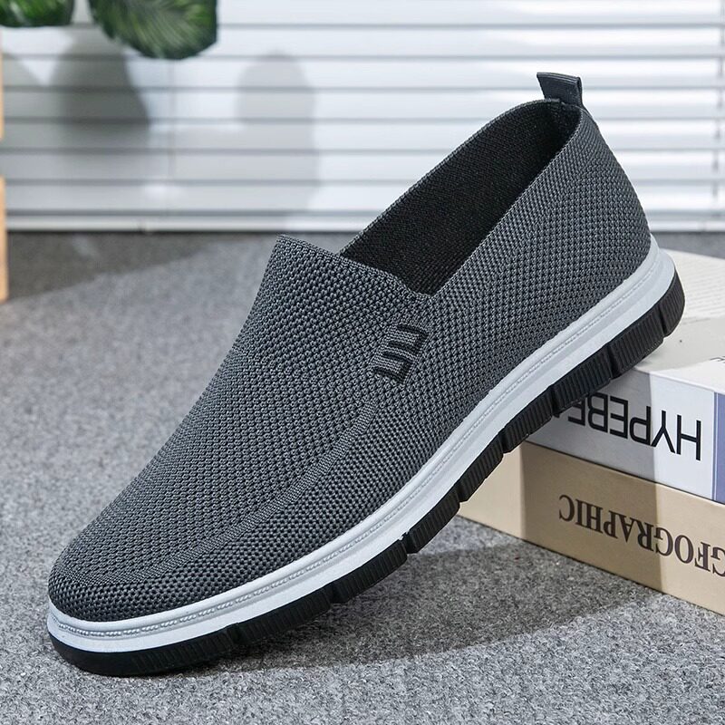 老北京布鞋男士夏季透气飞织网面休闲男鞋爸爸运动懒人一脚蹬网鞋