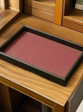 高级木纹色收纳托盘轻奢浴室卫生间洗手台化妆品饰品香薰置物盒