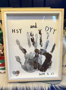 情侣手印相框diy手工制作男友七夕情人节520闺蜜纪念礼物