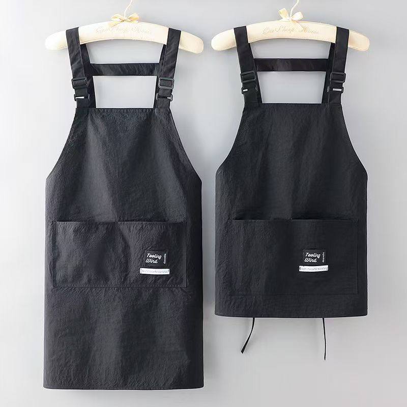 时尚防泼水工作服女家用厨房做饭围裙印字餐饮专用上班围腰新款女