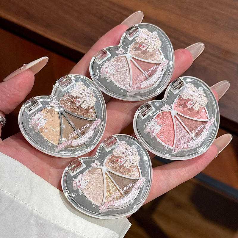 JILL LEEN天使小熊四色卧蚕眼影盘大地色阴影细闪提亮自然低饱和