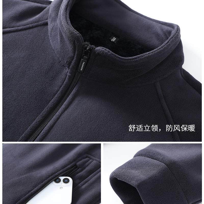 秋冬男士加绒加厚奥粒绒外套爸爸冬装上衣服中老年人棉服夹克棉衣