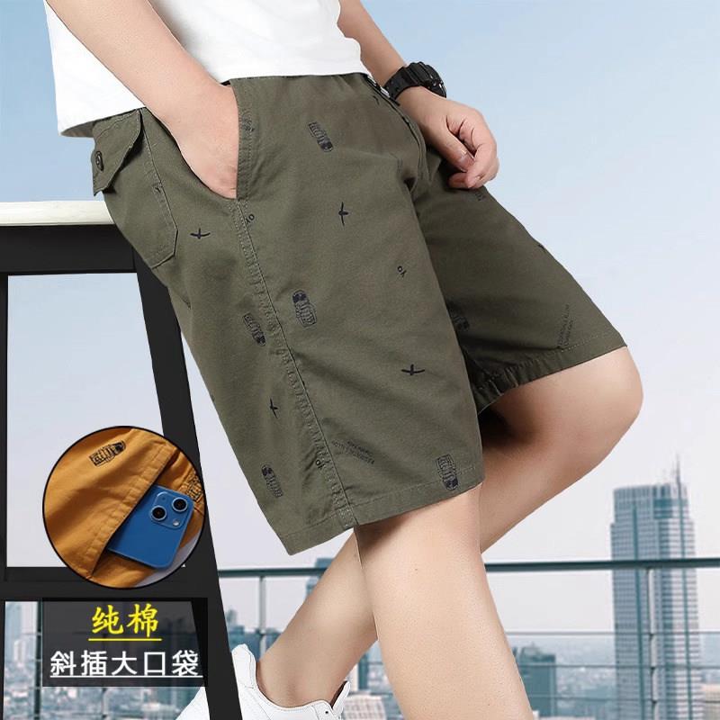 夏季纯棉薄款工装短裤男宽松五分裤中年爸爸装休闲运动五分裤沙滩