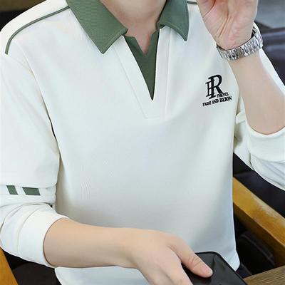 假两件卫衣男士春秋款2025新款长袖POLO衫男拼接男款打底衫上衣服