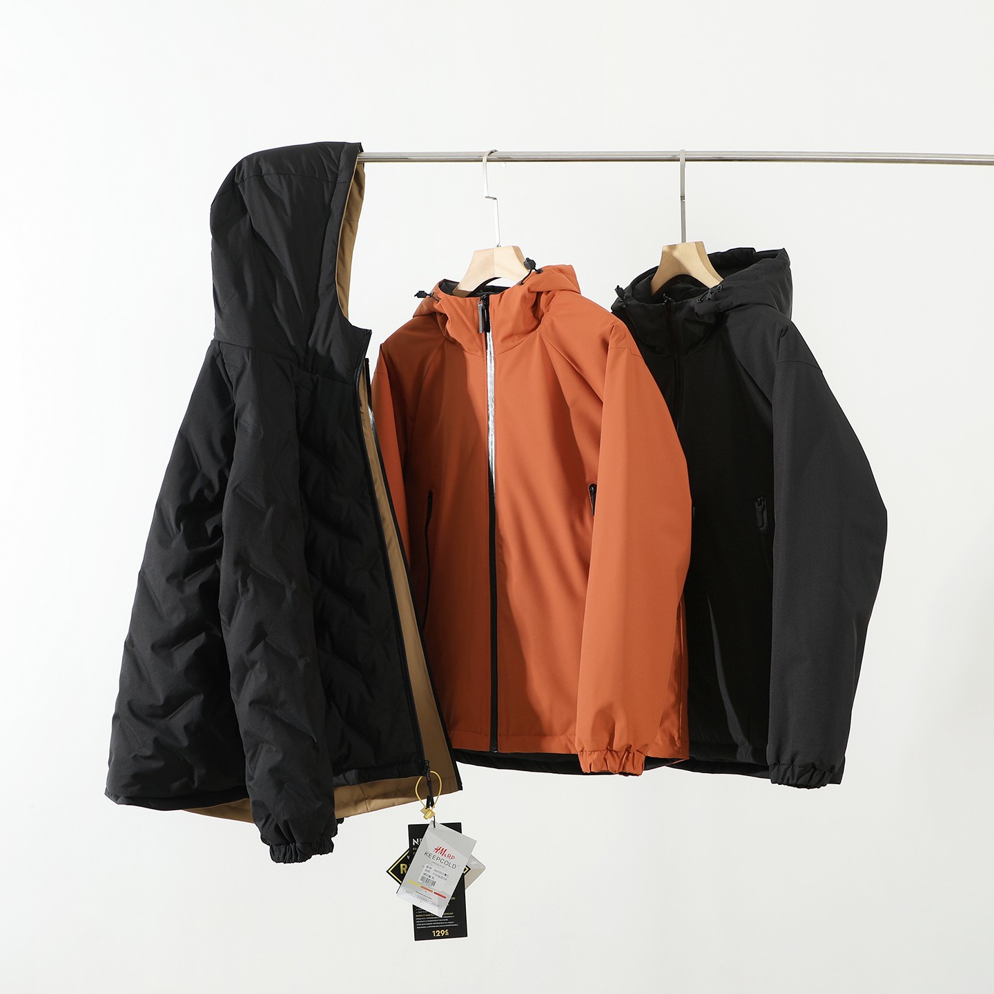 户外高端系列 双面穿休闲夹克！秋冬男士保暖防水连帽休闲羽绒服