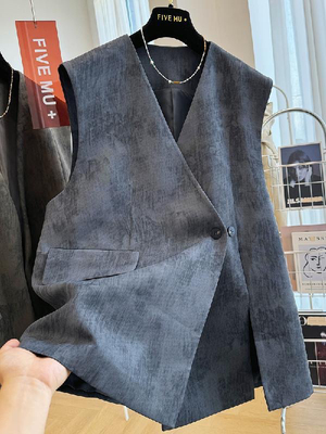 高级感时尚气质独特别致中长款V领西装马甲背心外套女外穿春秋款