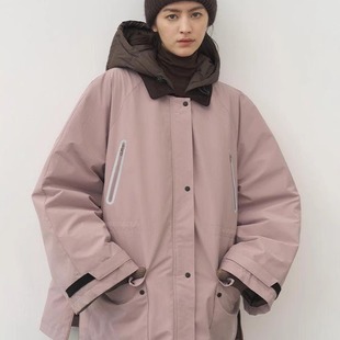 欧洲站2025冬季新款粉色防风防雨保暖女装[运动]工装夹克羽绒服女