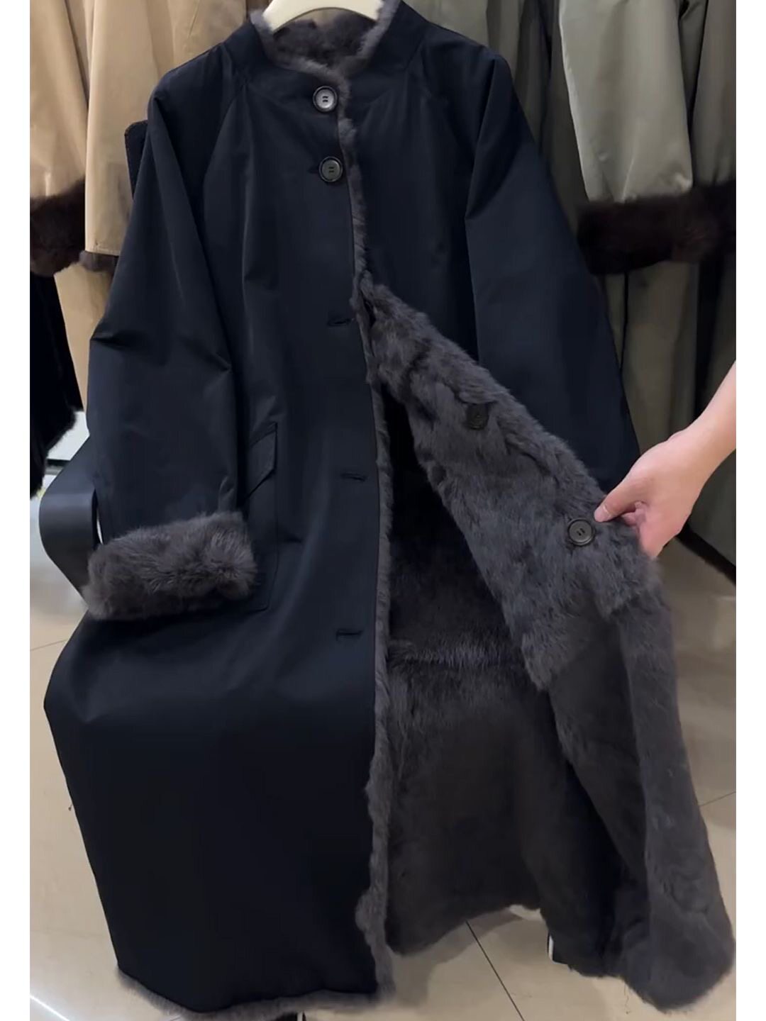 2025秋冬新款仿兔毛内胆皮草大衣派克服小个子宽松中长款毛毛外套