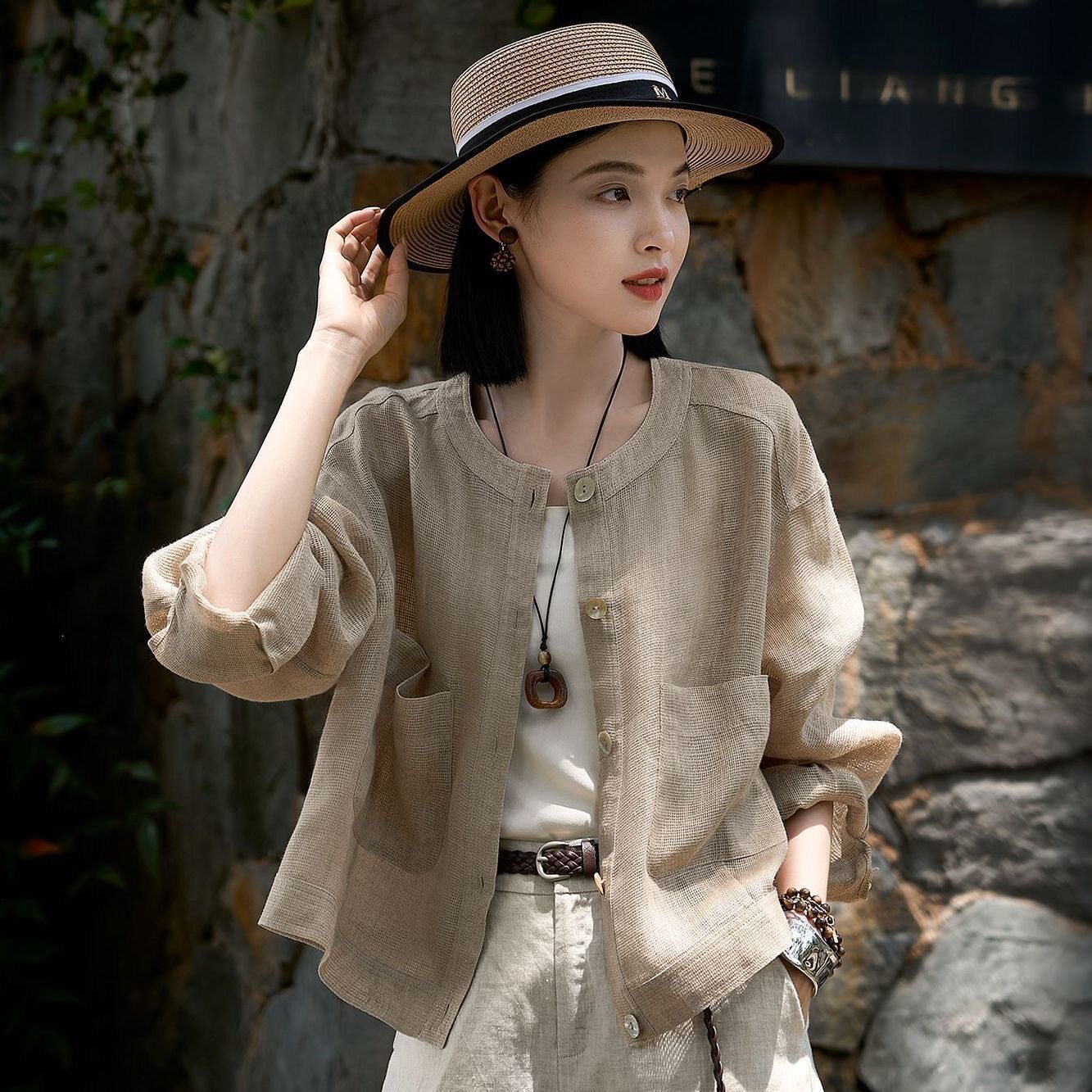 欧洲站简约高级感纯色圆领防晒衣女2026春夏新款轻薄透气外搭开衫