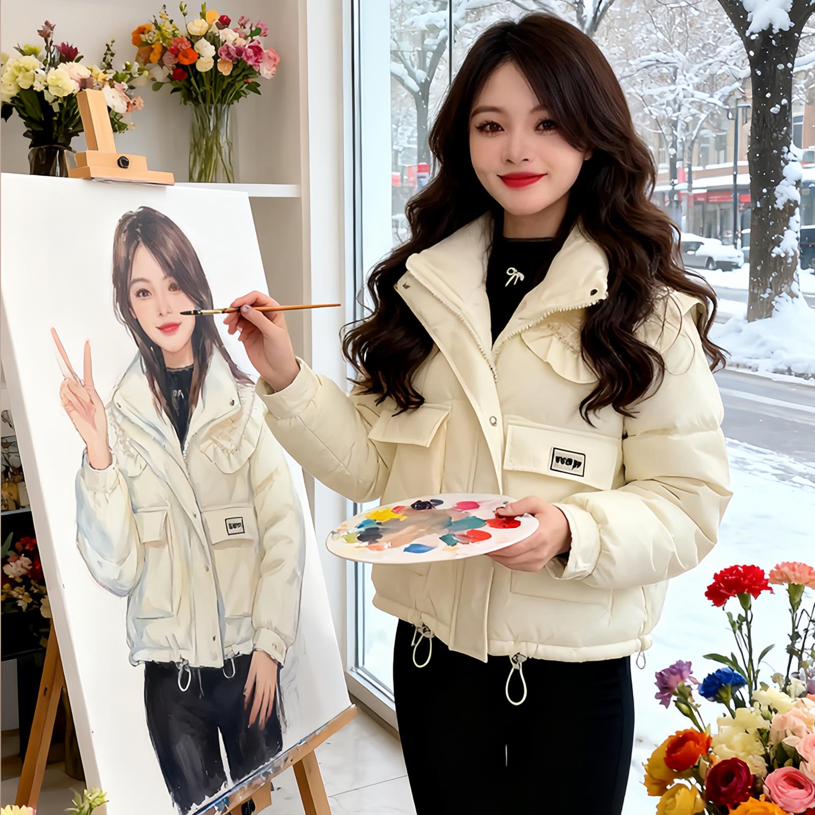 MONLOUVE高级韩版通勤无帽短款外套女装2025冬季大方得体爆款加厚