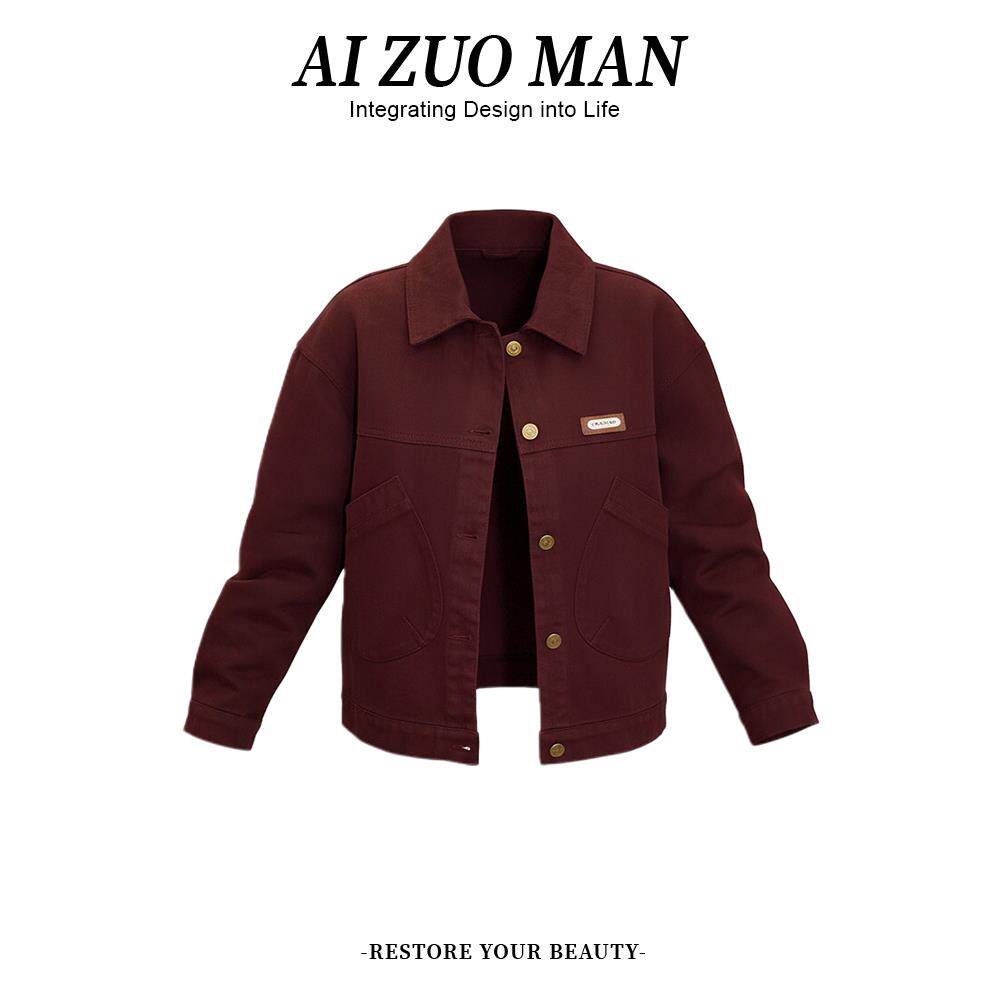 MONLOUVE巨好看的翻领牛仔外套女2025秋冬新款今年流行爆款短款夹