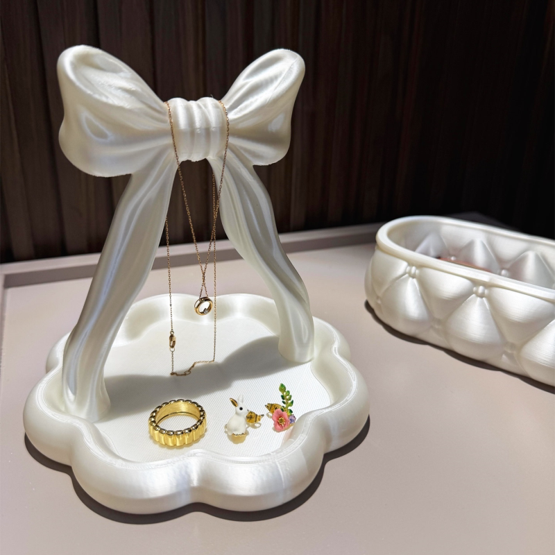蝴蝶结精致首饰盒3d打印梳妆台桌面整理盒钥匙收纳盘化妆刷收纳筒