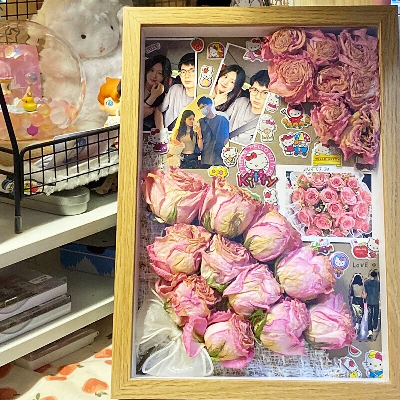 干花相框diy材料手工相册永生花空中摆台七夕送女男朋友生日礼物