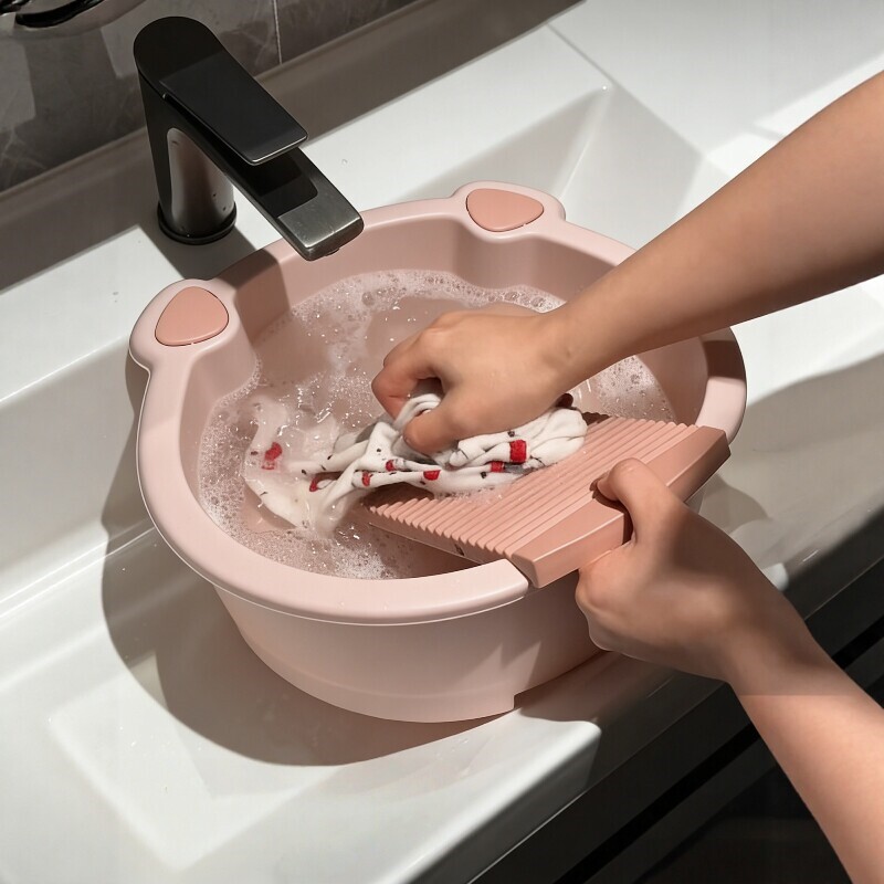 儿童洗脸盆幼儿园洗衣盆水盆搓衣板洗衣盆一体塑料盆加厚耐用宿舍