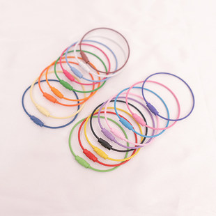 彩色钢丝绳钥匙扣圆环烤漆不锈钢钥匙圈包胶连接扣环钢丝圈钥匙链