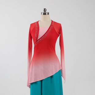 桃李杯胶州纱衣秧歌舞蹈服女练功弹力定制身韵艺考演出服基训上衣