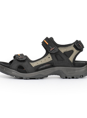 Ecco爱步凉鞋磨砂牛皮透气拼接鞋面魔术贴沙滩鞋越野069564