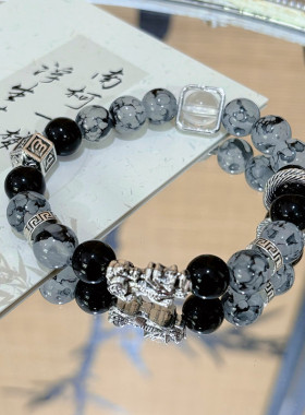 情侣款古风手作盘龙貔貅串珠手串男款手链女生新中式手腕饰品