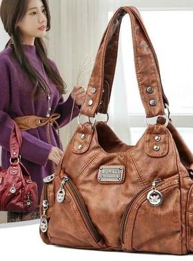 Retro Soft Leather Locomotive Bag New Trend Diagonal Stradd