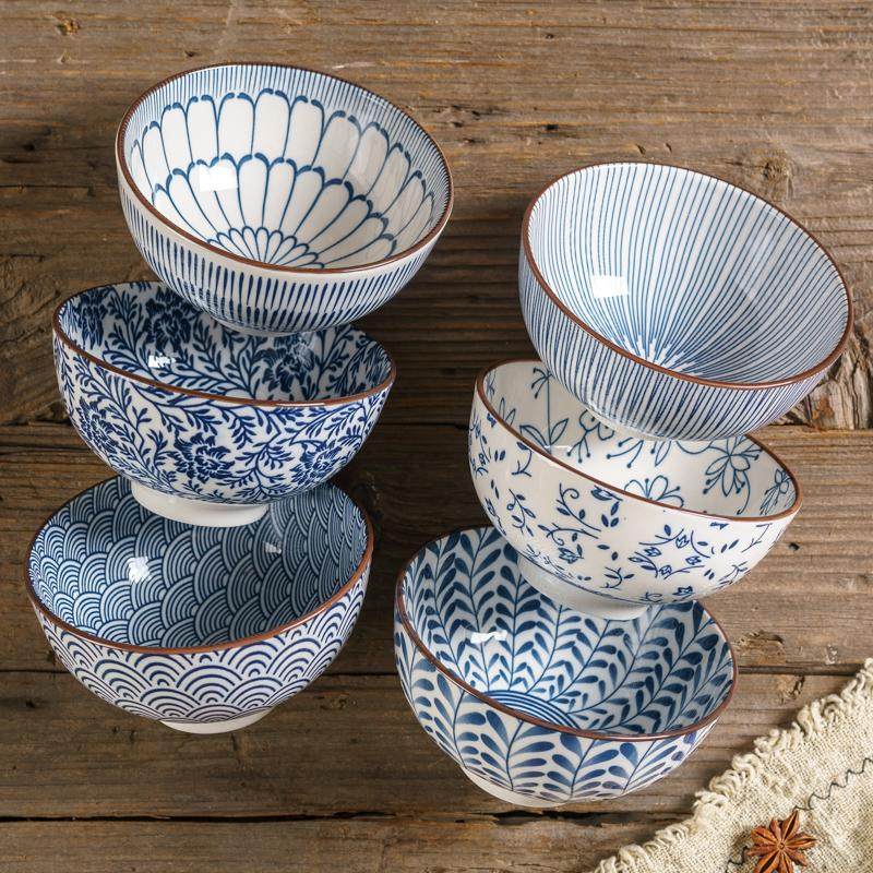 日式米饭碗釉下彩陶瓷小汤碗饭碗小碗家用4.5英寸吃饭碗好看的碗,餐饮具,碗,淘宝优惠券,粉丝福利购,淘宝优惠卷