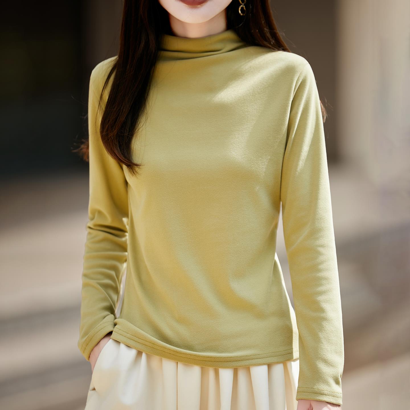 MONLOUVE2025春秋新双面半高领针织打底衫女内搭洋气内衣软糯亲肤