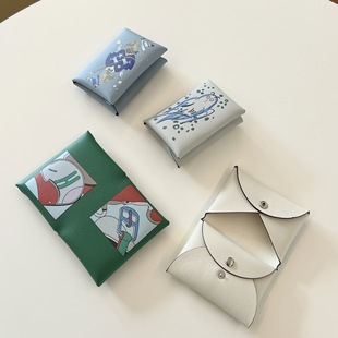 2025新创意卡包女士真皮对折卡夹手掌纹牛皮小钱包名片包男女卡套