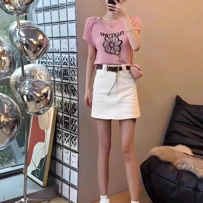 KATTERLLG夏天穿搭一整套小香风韩系穿搭小众设计感上衣针织衫配