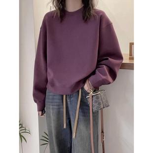 MONLOUVE无帽卫衣女士装春秋冬季2025新款小个子宽松加绒加厚时尚