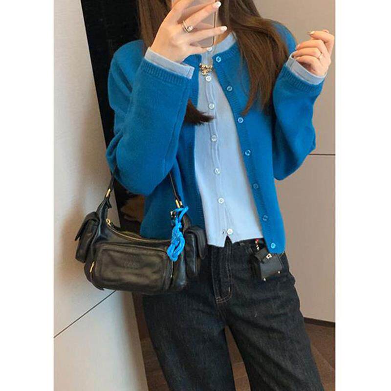 MONLOUVE假两件针织开衫外套女士春秋冬2025年新款时尚设计感外穿