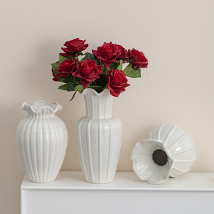 欧式简约大宽口花瓶客厅插花餐桌摆件水养玫瑰鲜花郁金香装饰摆设