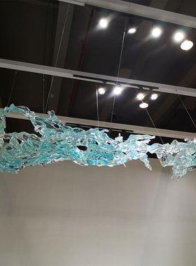 透明树脂雕塑浪花吊饰商场酒店大堂中庭售楼处艺术吊顶摆件装饰品