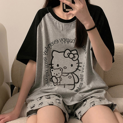 hellokitty夏季短袖短裤睡衣女2024新款夏天卡通可爱家居服两件套