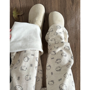 秋冬Kitty显瘦糯米裤新款直筒垂感慵懒冬天暖暖加绒宽松阔腿裤子