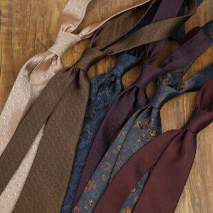 男复古8CM商务正装暗色酒红色职业手打涤纶丝领带西服店配饰主持