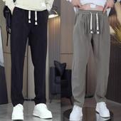 秋冬加绒定制斜纹抗皱休闲裤 直筒裤 男士 高级简约纯色百搭宽松窄版