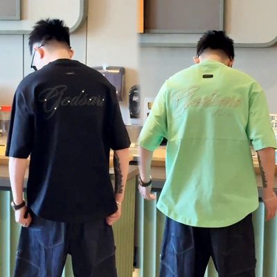 夏季潮牌男士宽松蝙蝠袖T恤