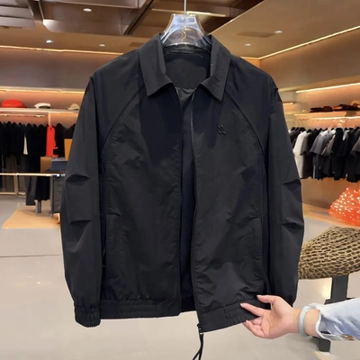 高级感男士简约刺绣夹克翻领外套