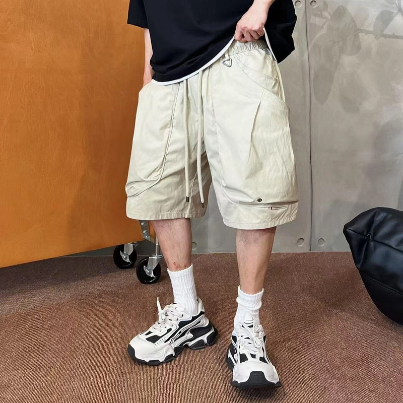 夏季重磅大口袋工装短裤男街头贯穿式立体捏褶宽松百搭休闲五分裤