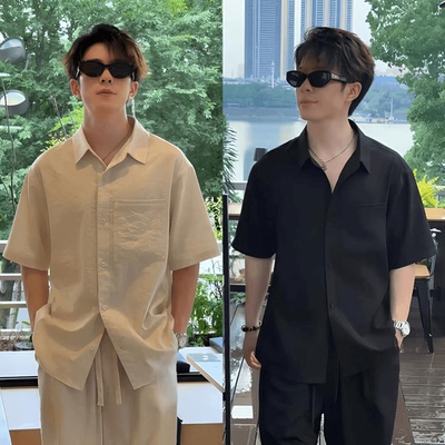 夏季男士天丝混纺凉感短袖衬衫