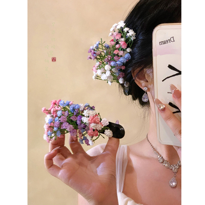 满天星花朵鸭嘴夹后脑勺发饰