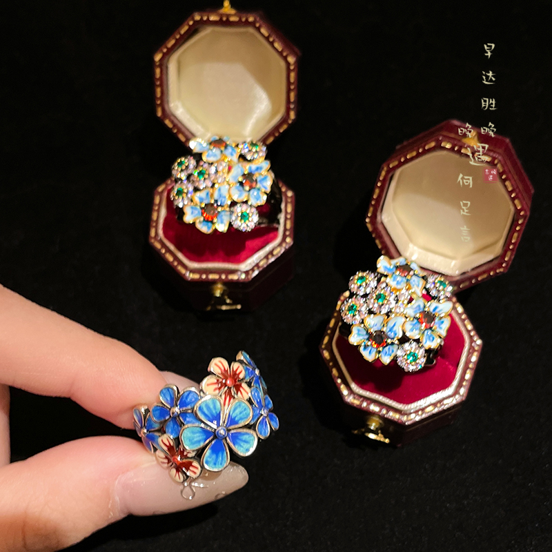 森系花朵戒指小众设计感