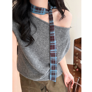 饰护颈系脖配饰颈饰 复古围脖装 秋冬搭配 波点长条丝巾女2025新款