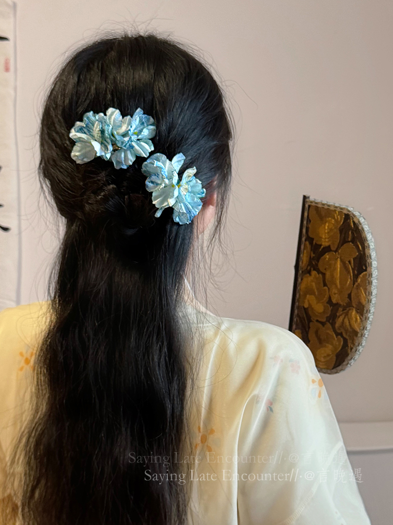 绢花U型发簪古风复古唐风发饰
