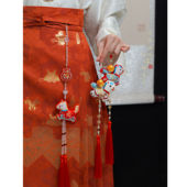 马驮金万两 红色小马流苏禁步女国风古风马面裙汉服挂件腰间配饰