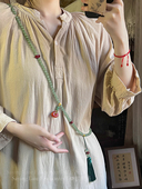 斜跨链旗袍汉服毛衣链装 国风串珠流苏叠戴项链女新中式 长款 饰配饰