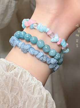不规则天然碎石串珠手链女生轻奢小众精致手串高颜值学生党手饰品