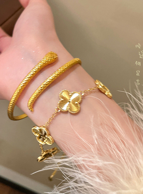 沙金素圈手镯新中式高级感